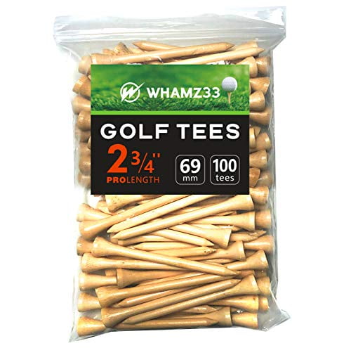 whamz33 Professional Bamboo Golf Tee 2-3/4 inch Tee Pack of 100