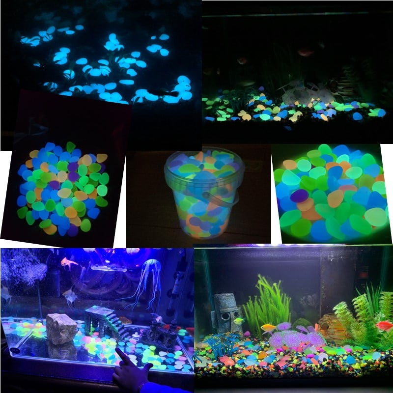 50x Glow Stones Luminous Pebbles Riverstones Fish Tank Aquarium Decoration 