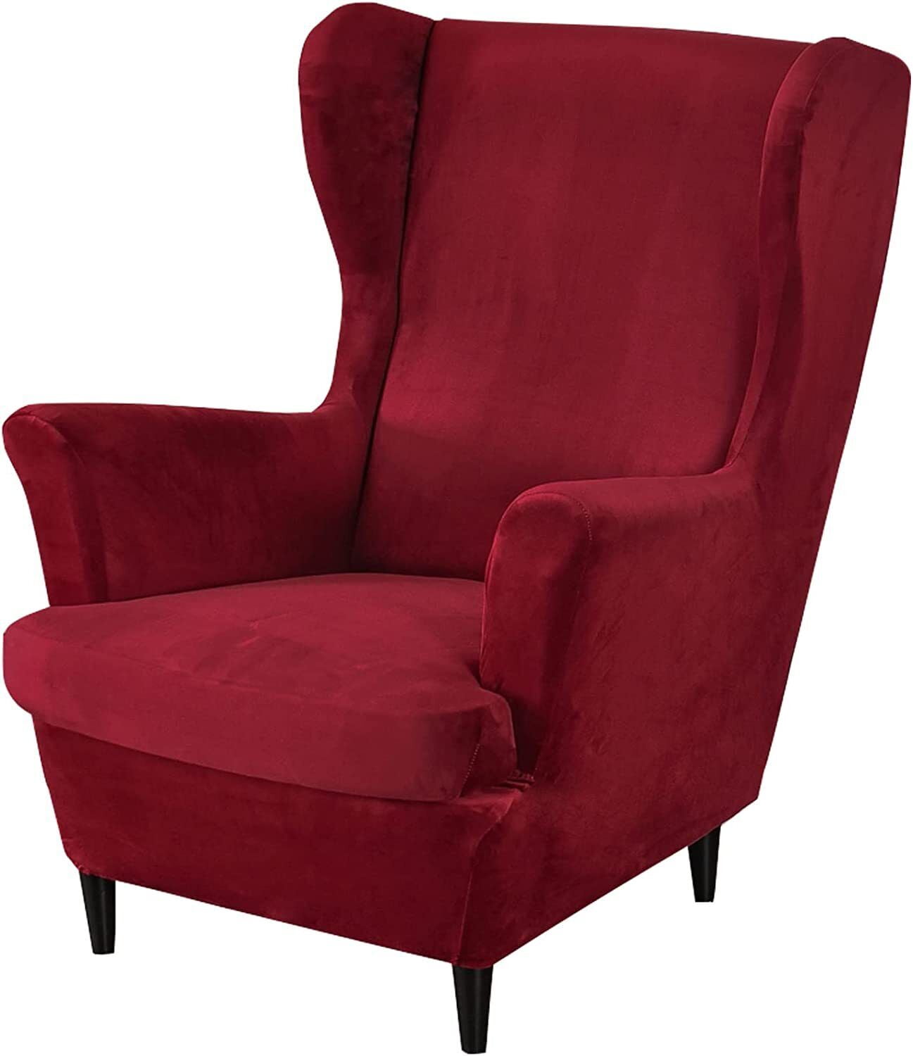 TOPCHANCES Wingback Armchair Slipcovers, Stretch Velvet Wing Chair