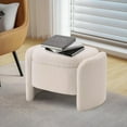 thumbnail image 6 of 27 Inch Teddy Fabric Oval Storage Ottoman, Upholstered Foot Stools Ottoman with Storage, Vanity Stool, Modern Multifunctional Chair for Makeup Room, Bedroom, Living Room (Beige), 6 of 7