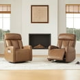 thumbnail image 4 of Spruce & Spring Triple Motor Leather Power Recliner with Adjustable Lumbar Support, Saddle, 4 of 12