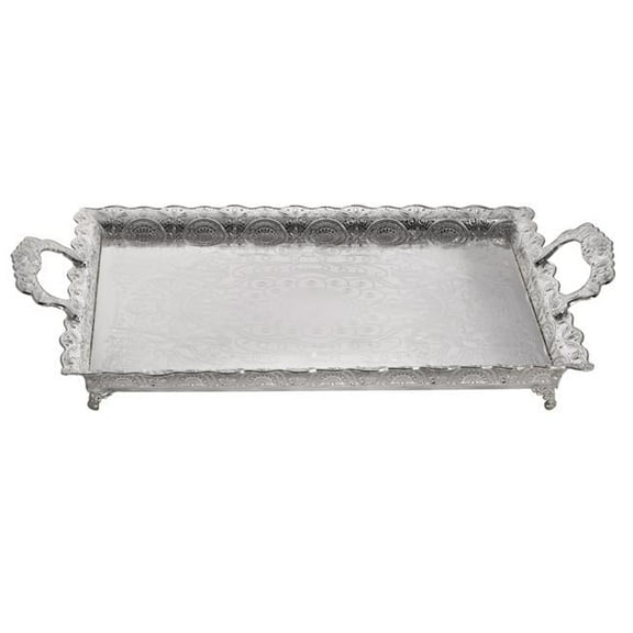 Nua 58168 21.5 x 16 in. Filigree Silver Plated Large Tray for Candles