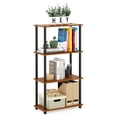 thumbnail image 4 of Furinno Wire 4-Tier Industrial Style Metal Frame Display Shelf, 24 Wide, Finn Oak, 4 of 5