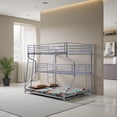 thumbnail image 7 of Industrial 3 Tier Bunk Bed with Curved Metal Frame and Guardrails, Silver, 7 of 7