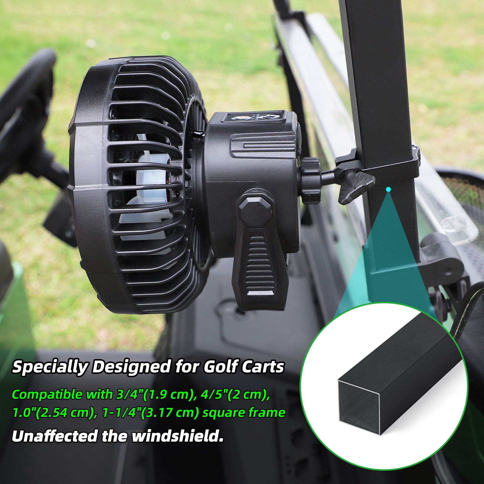 Roykaw Golf Cart Portable Rechargeable Fan w/LED Lantern, Camping Fan 10400mAh Battery Operated Fan