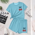 thumbnail image 4 of Spazoro Toddler Girls 2PC Outfit Set, Casual Cherry Print Short Sleeve T-Shirt & Shorts Summer Clothes Set for Kids Sky Blue Size 4-5, 4 of 6
