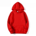 thumbnail image 5 of Women Hoodies Casual Pullover Long Sleeve Sweatshirt Kangaroo Pocket Plain Basic Fall Hoodies Red L, 5 of 6