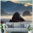 thumbnail image 4 of Chilfamy  Dorm Tapestry Haystack Rock in Cannon Beach Along Oregon in the Pacific Ocean Tapestry Living Home Room Wall Decor 40x60inch, 4 of 6