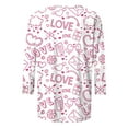 thumbnail image 4 of Happy Valentine's Day T-Shirt Women 3/4 Sleeves Crewneck Pullover Basic Tees, 4 of 5
