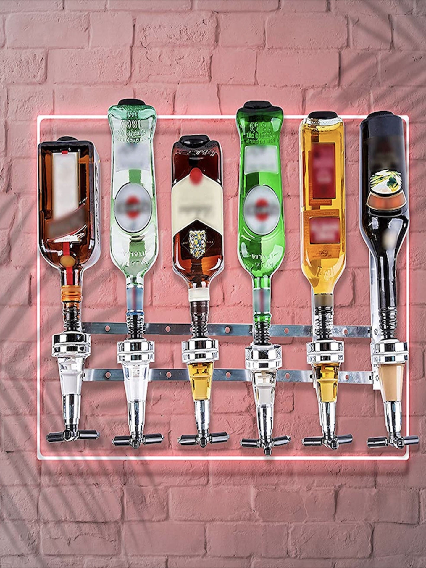 INTSUPERMAI Liquor Dispenser 6 Bottles Alcohol Wine Beer Drinks Holder
