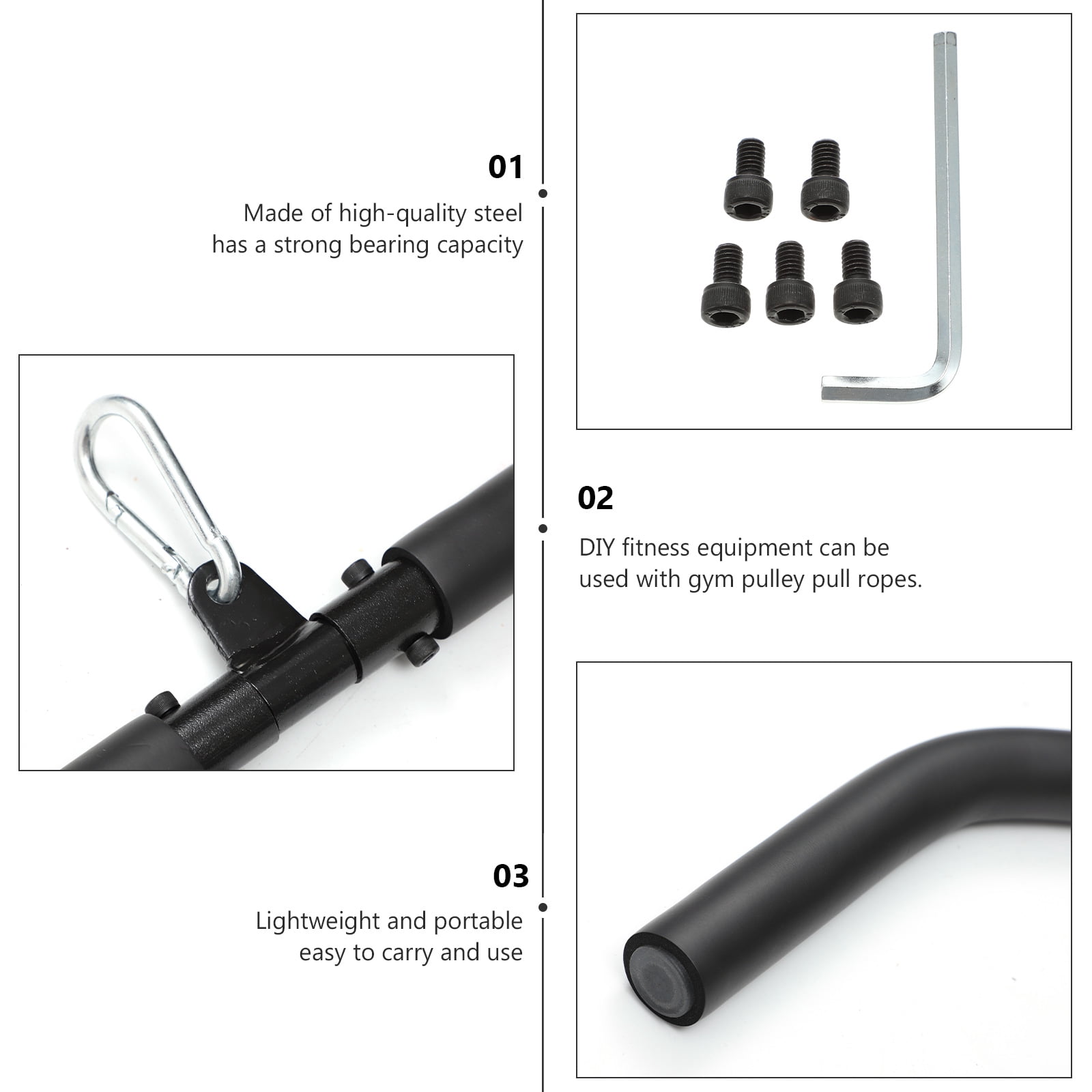 ROMANSENTIAL 1 Set Grip Trainer Pull Bar Black Steel for Abdominal Muscle Training in Gym