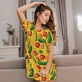 thumbnail image 3 of Balery Colorful Vegetables Camisón de manga corta con cuello redondo para mujer, cómodo y elegante., 3 of 6