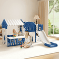 thumbnail image 3 of Vipuse 9 in 1 Indoor Infant Toddler Playground Slides Playset for Backyard Home, Blue & Gray, 3 of 11