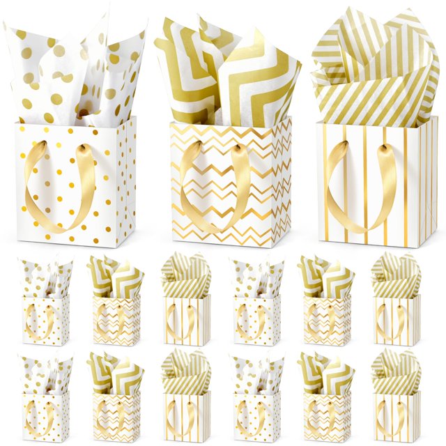 Bolsas de regalo DOYIDE pequeñas, 30 unidades con asas de papel de 11 x 7 x 11,5 cm