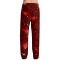 thumbnail image 6 of Fgvctg Mens Valentine's Day Pajamas Comfy Sleepwear Wide Leg Pajama Heart Print High Waisted Pj Pants Oversized Spring Drawstring Lounge Pants with Pockets Purple Pink XL, 6 of 6