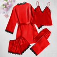 thumbnail image 7 of Women's 4 Piece Soft Satin Pajama Set Sleepwear Red L, 7 of 7