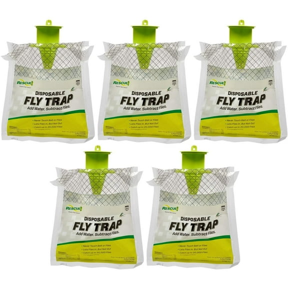 RESCUE! Outdoor Disposable Hanging Fly Trap - 5 Traps