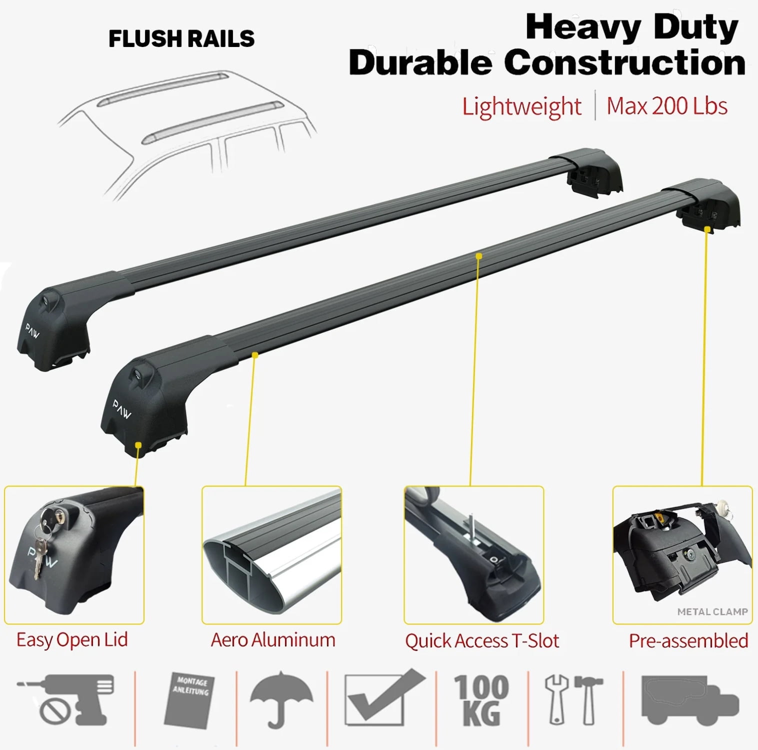 For Kia Sorento 2020 Up Roof Rack System Aluminium Cross Bar