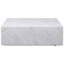 HomeRoots 372182 35 x 35 x 11 in. White Marble Coffee Table with Casters