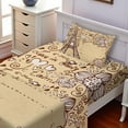 thumbnail image 2 of Ambesonne Eiffel Tower Fitted & Top Sheet Set with Sham, Love in Paris Flowers, Beige Chocolate, 2 of 5