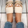 thumbnail image 3 of Mepaouo Women's Flat Slide Sandals Linen Sole Summer Beach Shoes Cushioned Footbed Slip on Slippers, 3 of 8