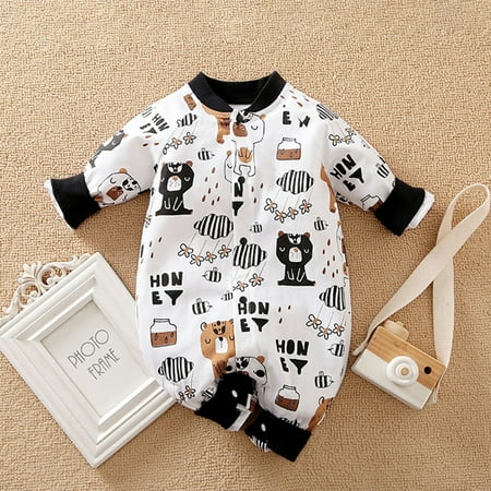 

0-18M Newborn Infant Baby Boy Girls Long Sleeve Romper Cartoons Bodysuit Clothes One-piece Outfit