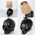 thumbnail image 2 of FSLiving Art Skull Lamp Table Lamp Rechargeable Battery Operated Light Bulb by Remote, Wireless Timer 15 Color Temperature Natural Twine Braiding Cone Shade, Dimmable Gothic Ossuary Macabre Accent, 2 of 8