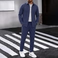 thumbnail image 2 of Zenithor Men's 2 Piece Linen Set Long Sleeve Button Down Shirts and Drawstring Straight Pants Casual Beach Vacation Outfits S-3XL, 2 of 8