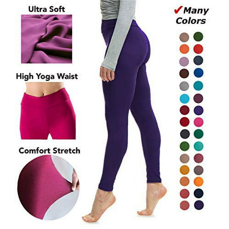 LMB Lush Moda Leggings for Women with Comfortable Yoga Waistband - Buttery  Soft in Many of Colors - fits X-Large to 3X-Large, D Purple