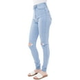 thumbnail image 3 of MixMatchy Women's Stylish High Rise Light Ripped Knee Skinny Jeans, 3 of 5