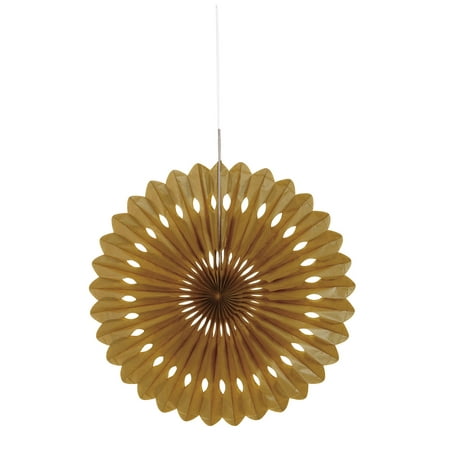 Tissue Paper Fan Decoration, 16 in, Gold, 1ct