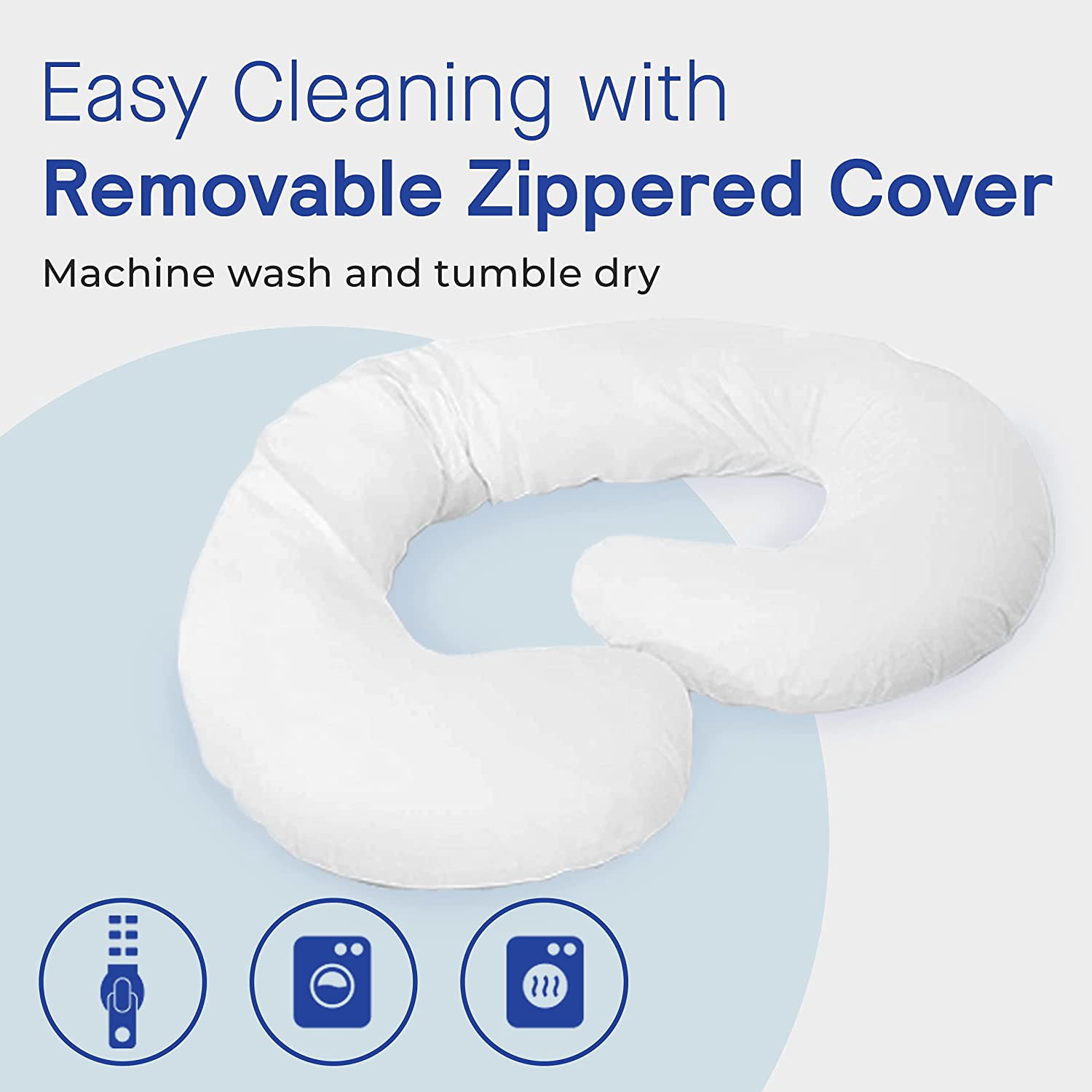 Full Body Maternity Pregnancy Pillow - 60-inch C-Shaped Pillows and Nursing Support Cushion with Washable Cover by Restorology