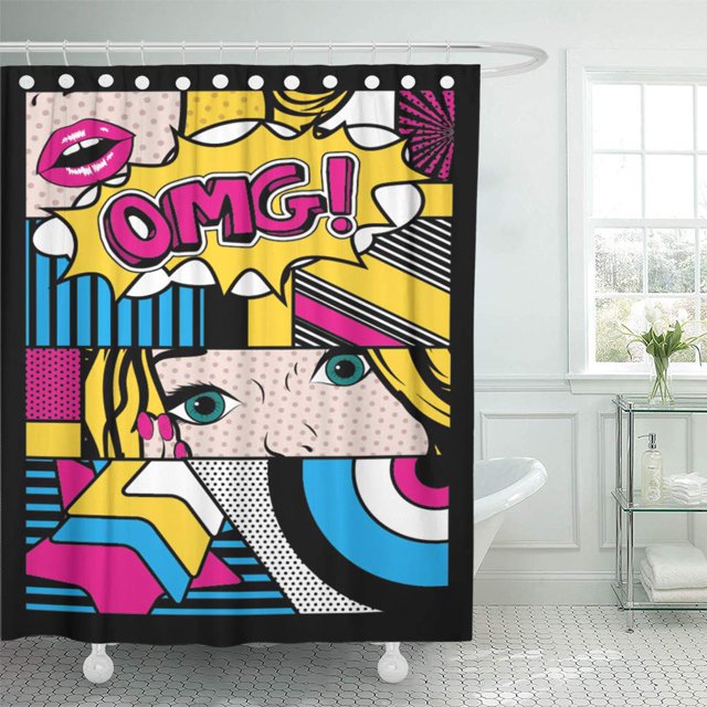 ABPHQTO Beauty Red Comic Pop Chica Mujeres Atractiva Sexy Hermosa Cortina de ducha 160x180 cm
