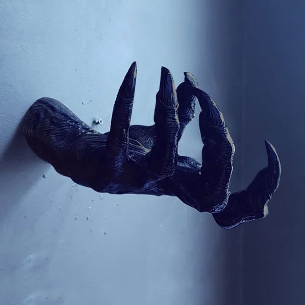 Fiudx Decoración de Mano de Bruja, Colgante de Pared Negro Único, Arte Mítico Artesanal, Ambiente Misterioso para El Hogar, Llavero de Joyería, Decoración para Fiesta de Halloween, Idea de Regalo Per
