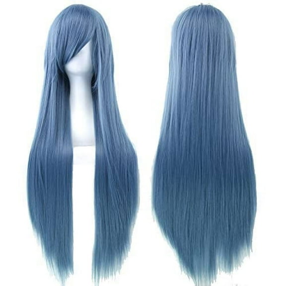 Firefly Hope 80cm Long Straight Synthetic Wig with Bangs, Colorful Style for Party ( Navy Blue)