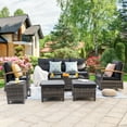 thumbnail image 2 of MEISSALIVVE 7-Piece Patio Furniture Set, Outdoor Rattan Conversation Set with 2 Swivel Rocker Chairs, 3-Seat Sofa, 2 Ottomans & Coffee Table, Gray, 2 of 9