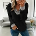 thumbnail image 3 of Giftesty Women's Color Block Collared Button Accent Comfortable Long Sleeve Pullover Athletic Sweatshirt for Daily Wear Casual Outfits, 3 of 8
