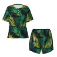thumbnail image 2 of Yiaed Peacock Feathers2 Print Short Sleeve Pajama Sets for Women Casual Crew Neck 2 Piece Lounge Sets Women's Short-Sleeved Pajama-Large, 2 of 5