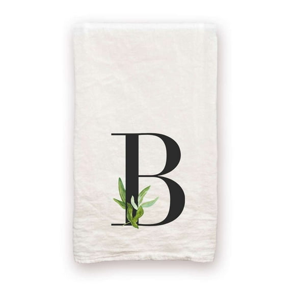 Watercolor "B" Monogram - 100% Cotton Decorative Tea Towel Flour Sack Gift for Kitchen