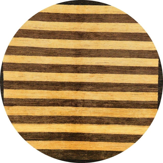 Ahgly Company Tapis d'Intérieur Ronds Abstraits Rouge Brun Style Oriental, 6 Pieds Rond