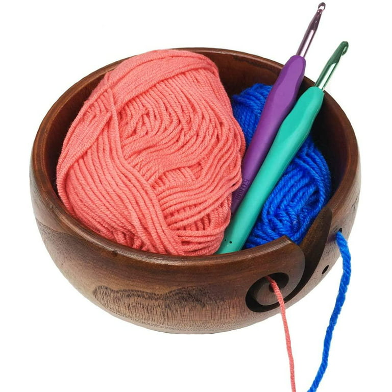 Yarn Bowl With Set of Lid Large Handmade Yarn Holder for Crocheting  Knitting Bowl for Knitters With Wooden Crochet Hook Christmas Gift 