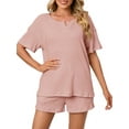 thumbnail image 4 of UVN 2 Piece Pajama Sets for Women Short Sleeve Top and Shorts Sleepwear Casual Lounge Set with Pockets, 4 of 9