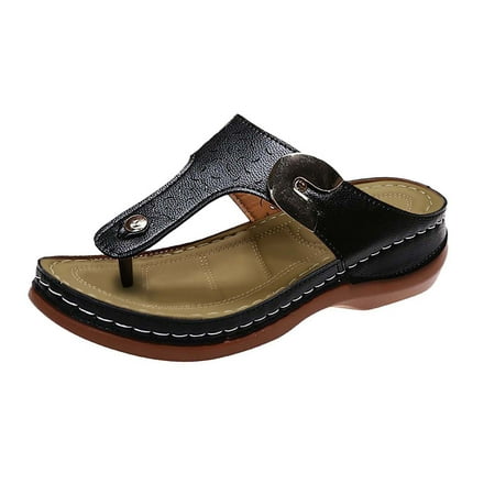 

Sandals Women Bohemian Hollow Out Slipsole Flip Flop Sandal Pu Black 42