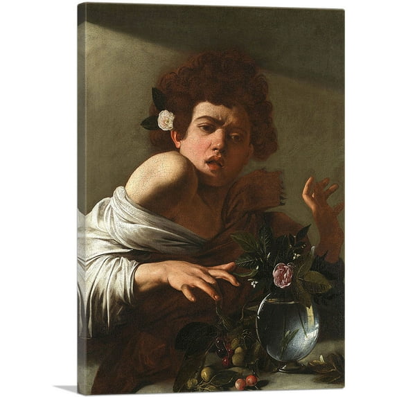 ARTCANVAS Boy Bitten by a Lizard 1596 Canvas Art Print by Caravaggio - Size: 40" x 26" (0.75" Deep)