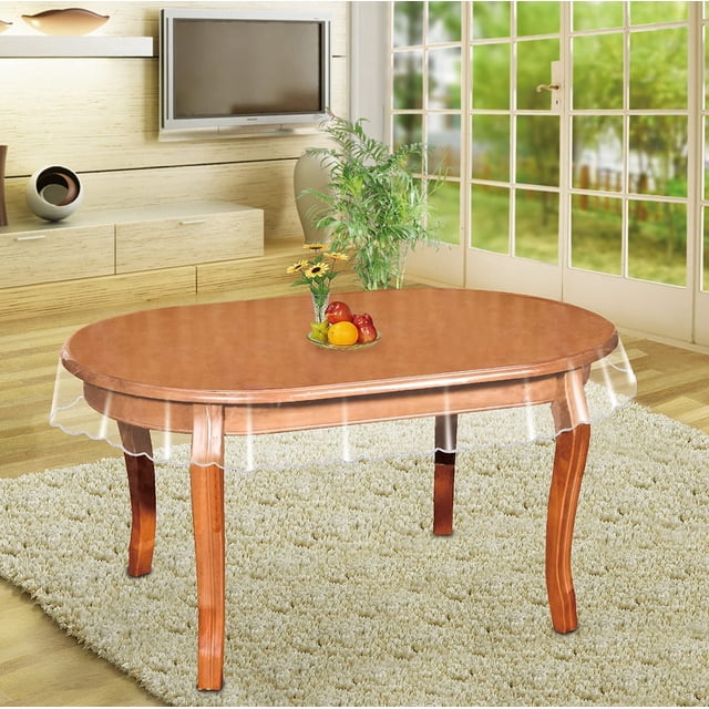 Protector ovalado Mantel de vinilo transparente Cocina Cubierta de mesa ovalada de plástico transparente impermeable TUNC Sencillez