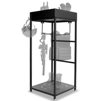 Police Gear Rack, Police Hanger 3 Hooks Heavy Duty Free-Standing Carbon Steel Rack, Black Tactical Duty Gear Rack, Decor Armor Stand Law Enforcement and Military Gear Stand for Gift