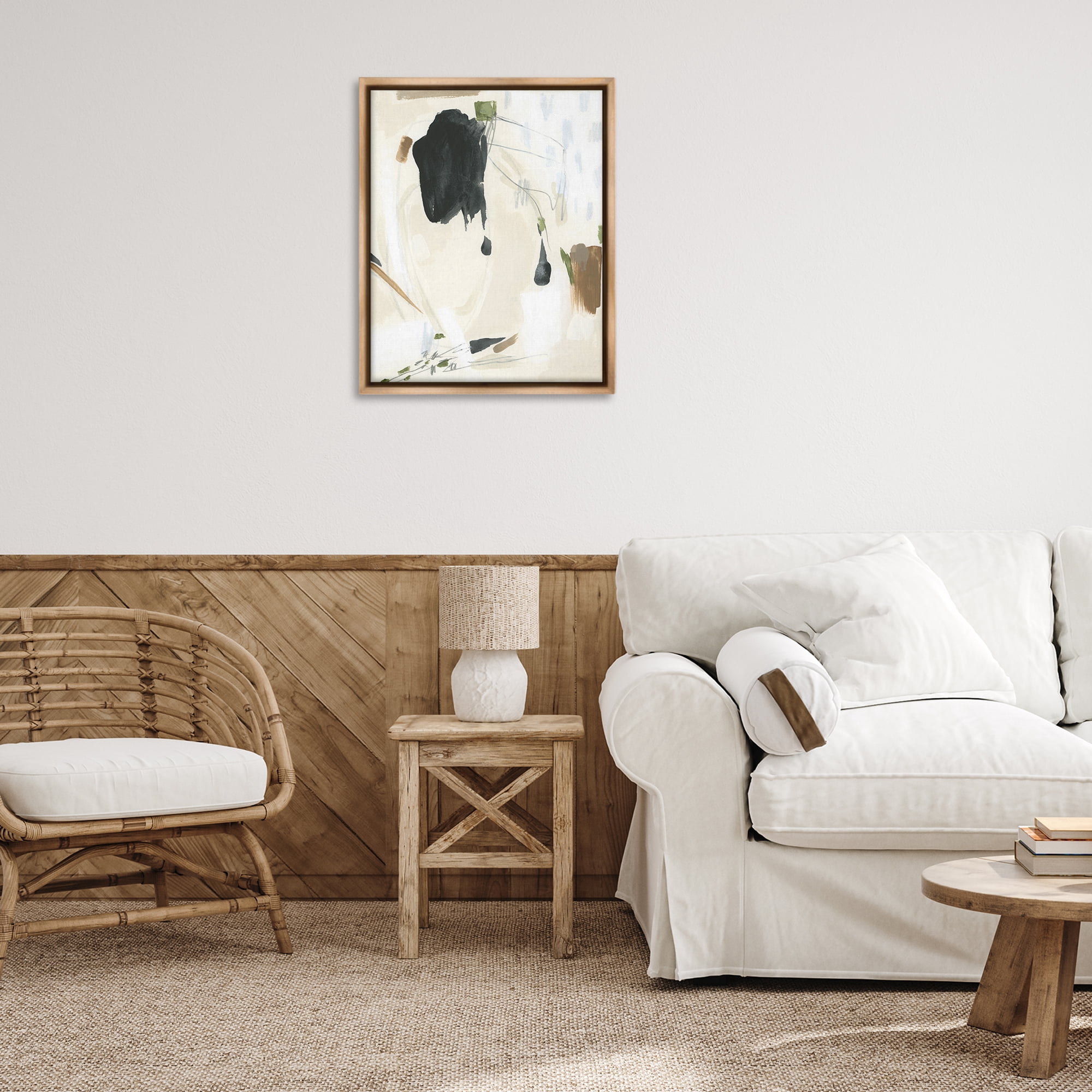 Stupell Industries Subtle Abstract Painting Abstract Painting Brown Floater Framed Canvas Art Print Wall Art, 25 x 31