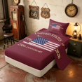 thumbnail image 2 of Manfei US Flag Twin Sheets, Patriotic 1776-2026 Anniversary Bedding, Burgundy, Navy Reversible 3pcs (1 Flat Sheet, 1 Fitted Sheet and 1 Pillowcase), 2 of 6