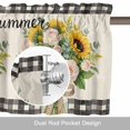 thumbnail image 6 of Summer Sunflower Rose Valance Curtain for Windows Country Farm Yellow Flower Leaf Linen Black Plaid Rod Pocket Curtain Valances Short Window Treatments for Kitchen Bathroom Laundry 54 x 18 Inch, 6 of 9