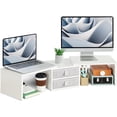 thumbnail image 1 of Dual Monitor Stand Riser with Drawers - Length and Angle Adjustable Monitor Stand with Storage Large Computer Riser for Monitors/Laptop/PC Wood Screen/TV Stand Desk Organizer, 1 of 7